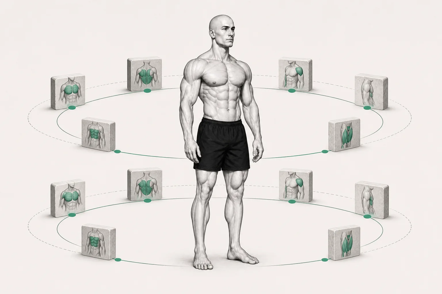 The ShapeVision character distributes muscle training in the week