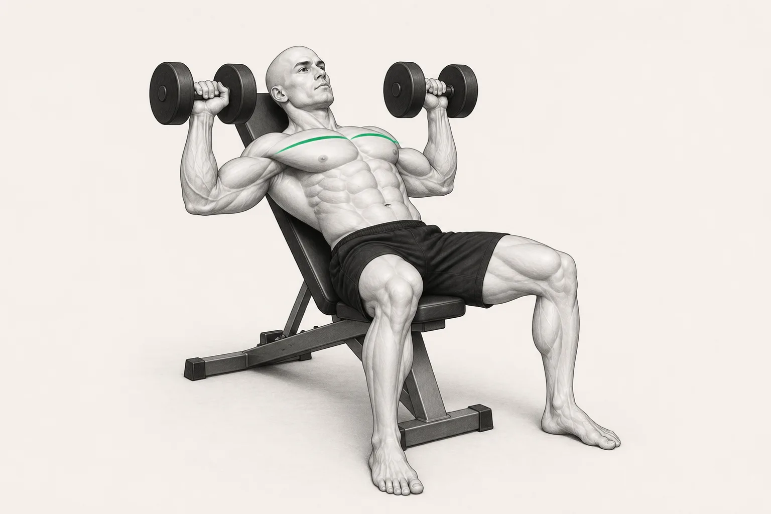 The ShapeVision character realizes a sloped development with dumbbells